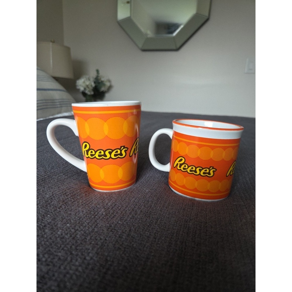 Reese's Peanut Butter Cups Ceramic‎ Coffee Mug Set Orange Galerie Candy 2 Piece